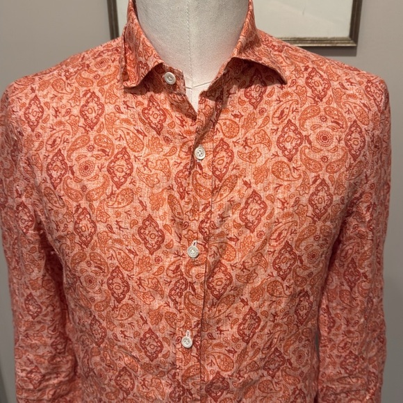 Isaia - Long Sleeve Printed Button Down Dress Shirt - Size 15.5 - Picture 2 of 11